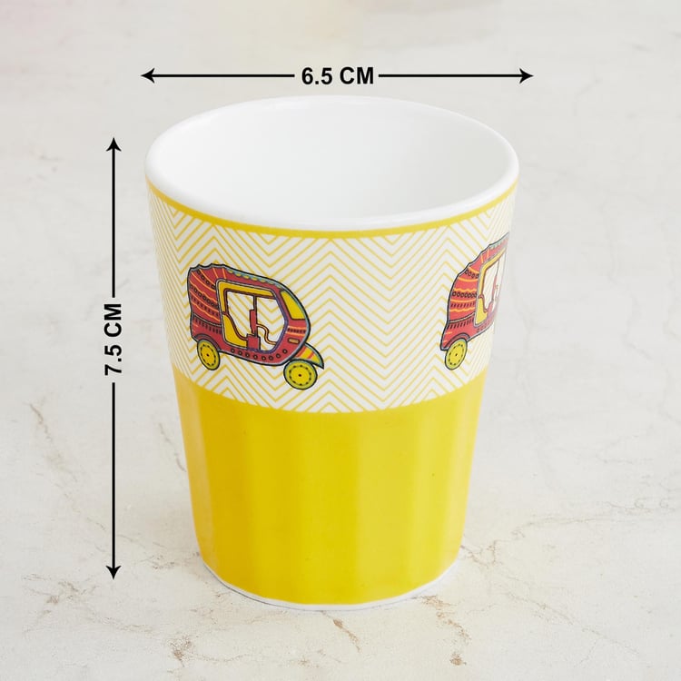 Joy Delight Printed Multicolour Bone China 6-Piece Tea Set with Stand