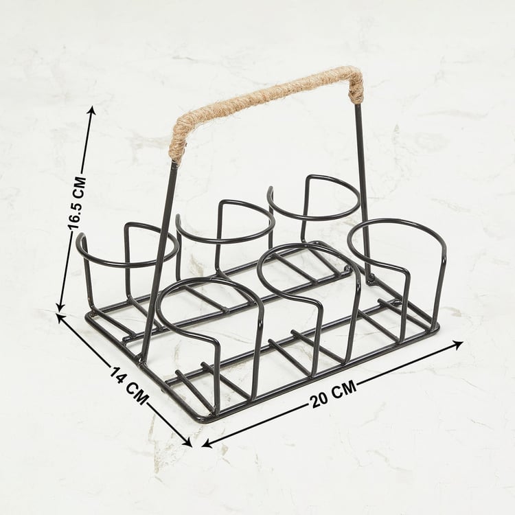 Joy Delight Printed Multicolour Bone China 6-Piece Tea Set with Stand