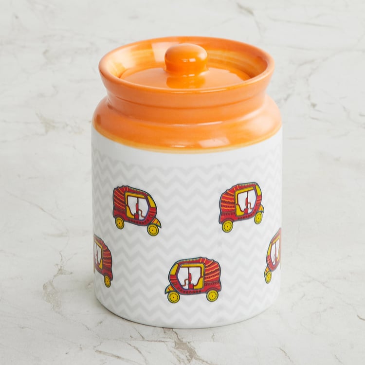Joy-Delight Multicolour Bone China Canister with Lid - 650ml - Set Of 2