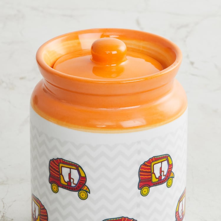 Joy-Delight Multicolour Bone China Canister with Lid - 650ml - Set Of 2