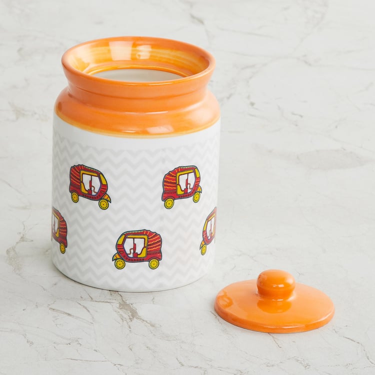 Joy-Delight Multicolour Bone China Canister with Lid - 650ml - Set Of 2