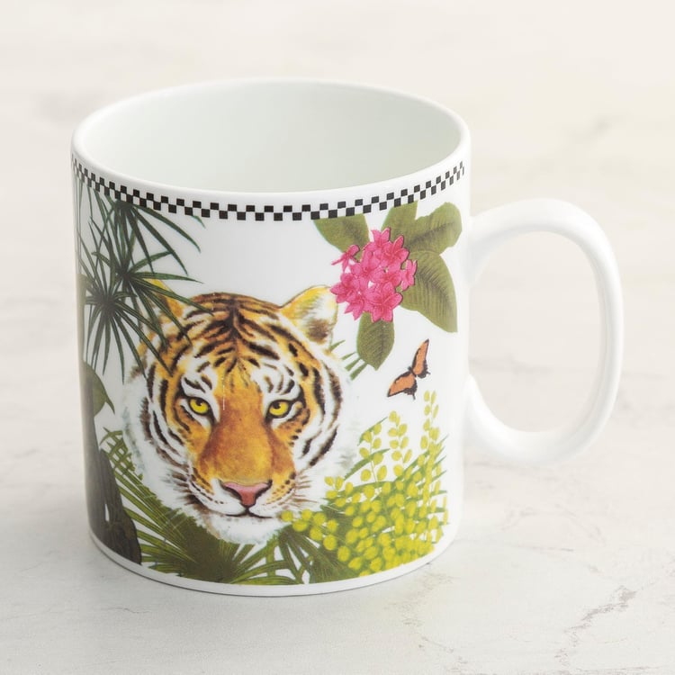 Courage Shaurya Multicolour Printed Bone China Mug - 400 ml - Set of 2