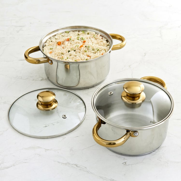 Shale Primo Set of 2 Stainless Steel Casseroles with Lid