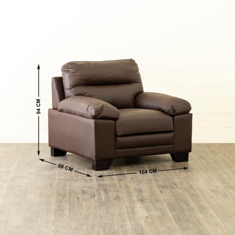 Winchester Half Leather 1-Seater Sofa - Brown