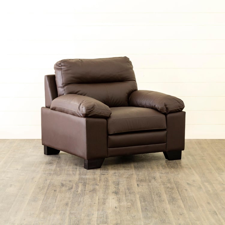 Winchester Half Leather 1-Seater Sofa - Brown