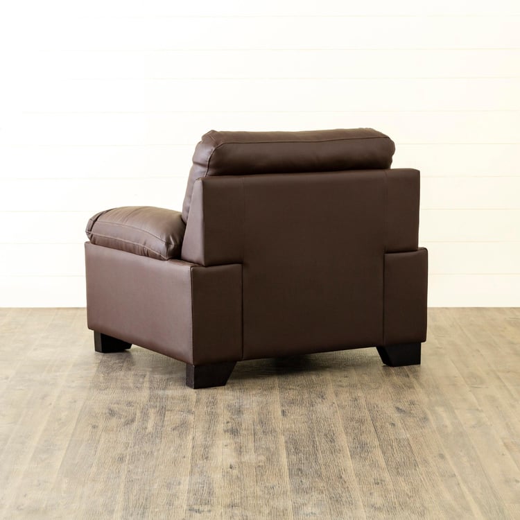 Winchester Half Leather 1-Seater Sofa - Brown