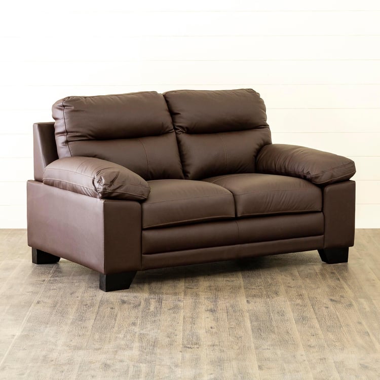 Winchester Half Leather 2-Seater Sofa - Brown