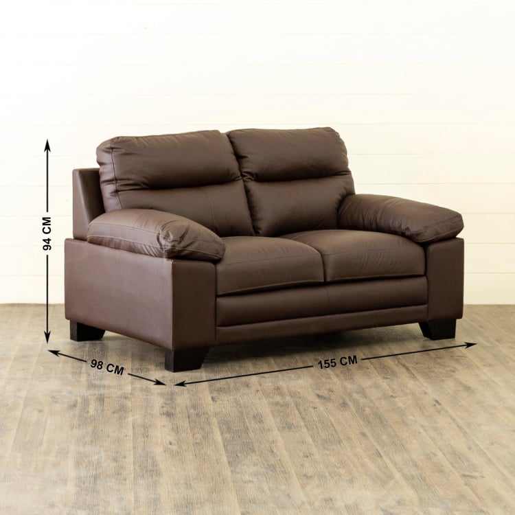 Winchester Half Leather 2-Seater Sofa - Brown