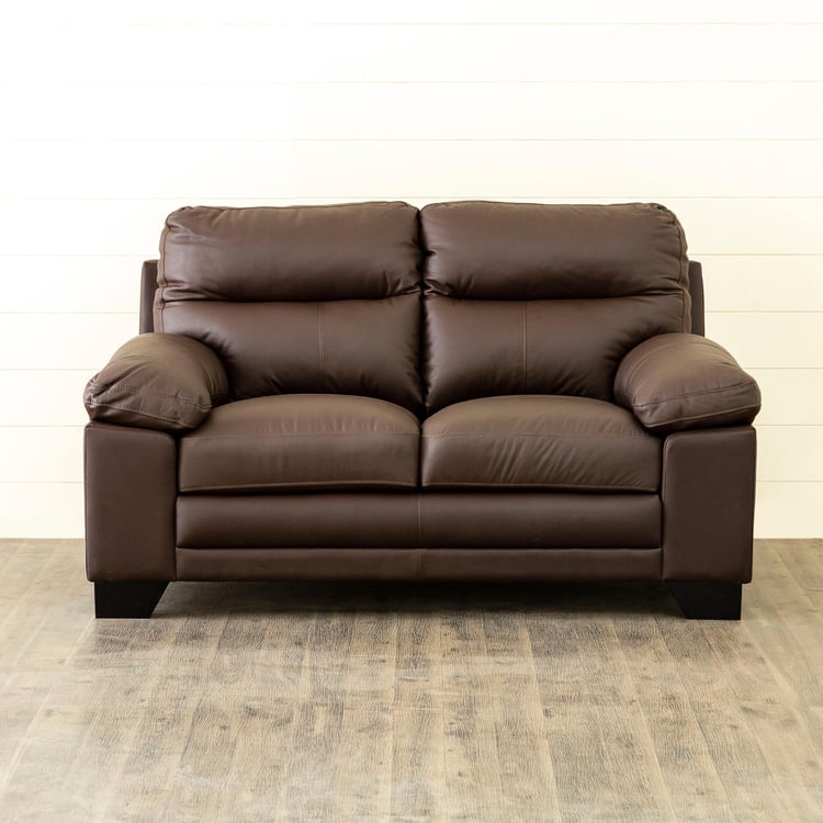 Winchester Half Leather 2-Seater Sofa - Brown