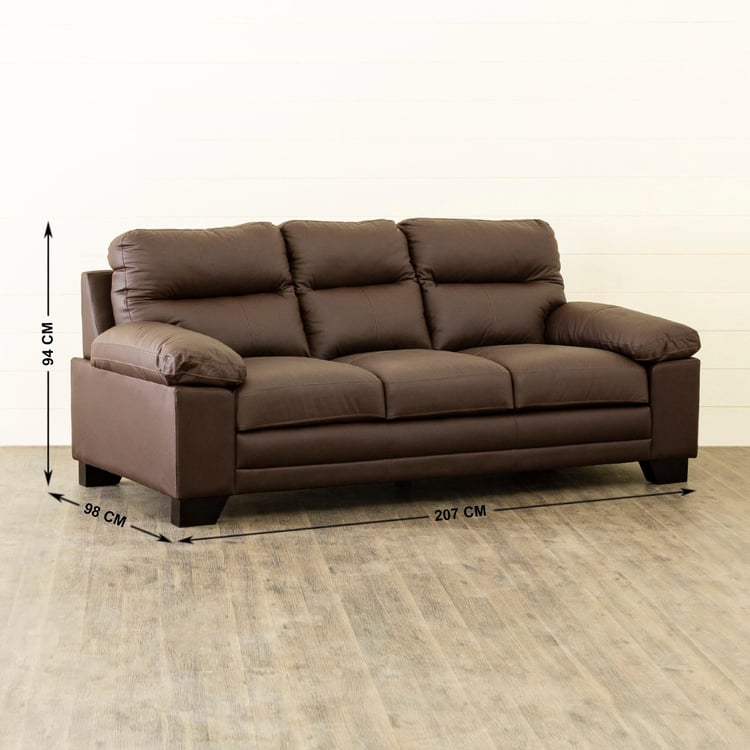 Winchester Half Leather 3-Seater Sofa - Brown