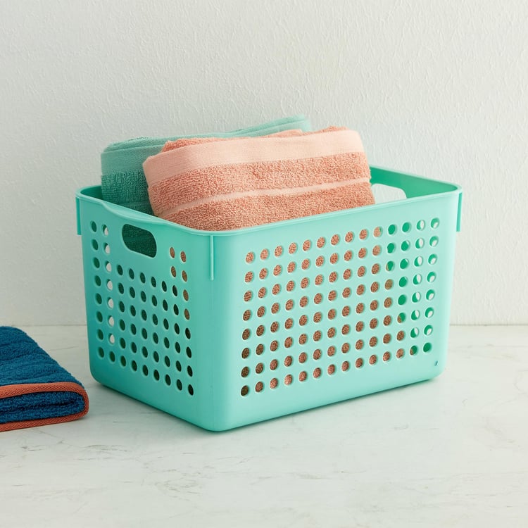 Regan Teal Textured Polypropylene Storage Basket