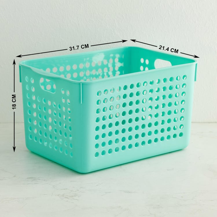 Regan Teal Textured Polypropylene Storage Basket