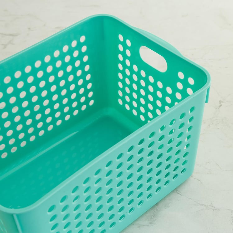 Regan Teal Textured Polypropylene Storage Basket