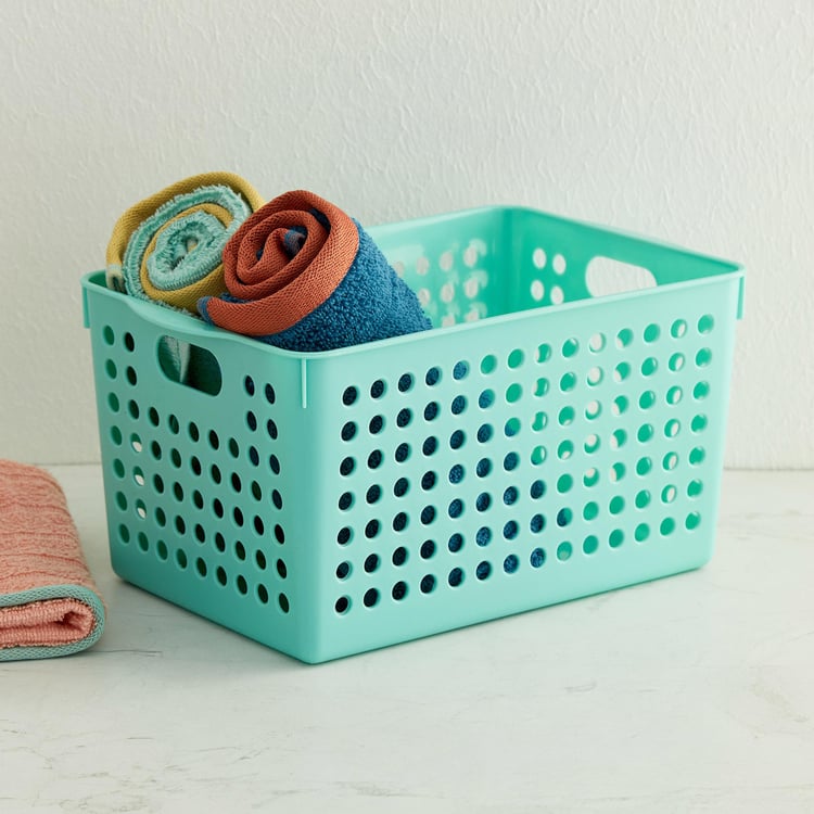 Regan Teal Textured Polypropylene Storage Basket