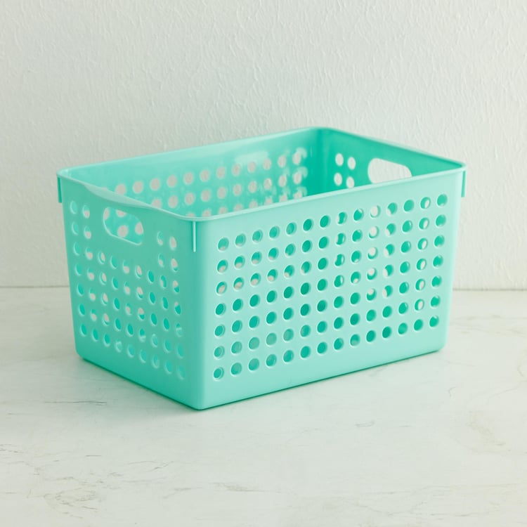 Regan Teal Textured Polypropylene Storage Basket