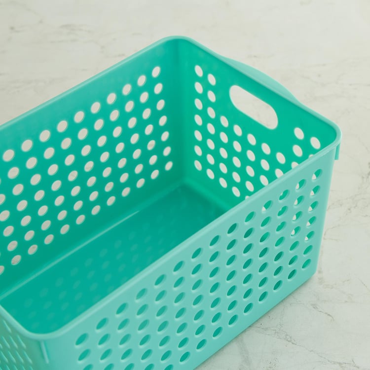 Regan Teal Textured Polypropylene Storage Basket