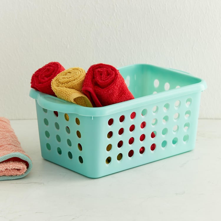 Regan Teal Textured Polypropylene Storage Basket