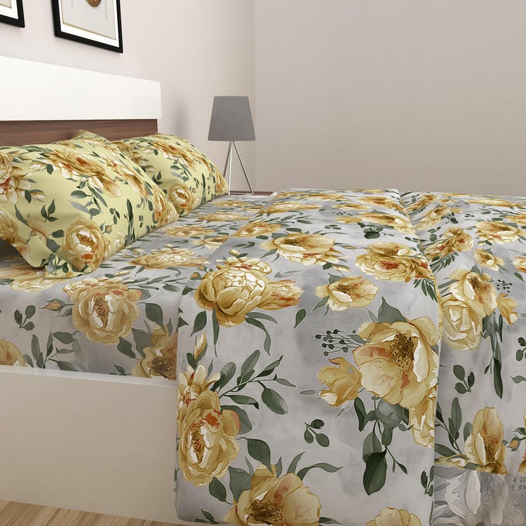 SPACES Miami Floral Printed Bed In A Bag- Set of 4- Cotton