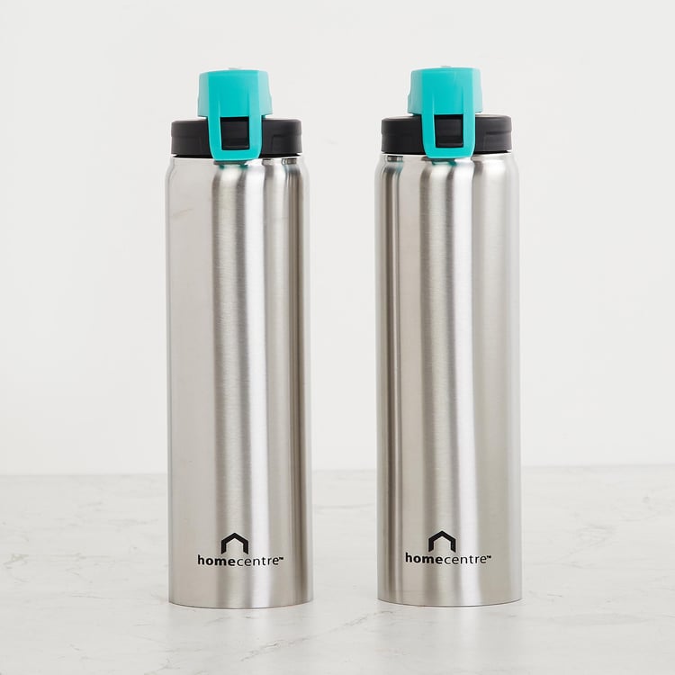 Victory Set of 2 Steel Sports Water Bottles - 950ml