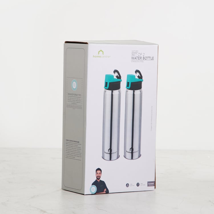 Victory Set of 2 Steel Sports Water Bottles - 950ml