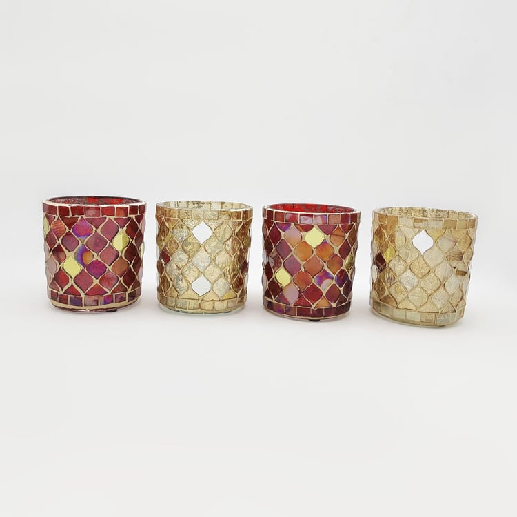 Corsica Set of 4 Glass Mosaic T-Light Holders