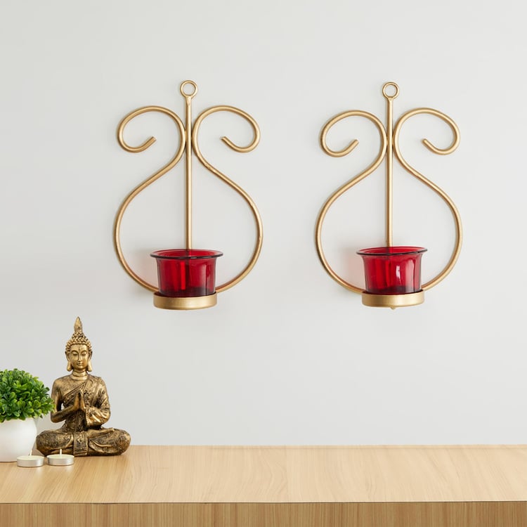 Corsica Set of 2 Metal Wall Hanging Candle Holders