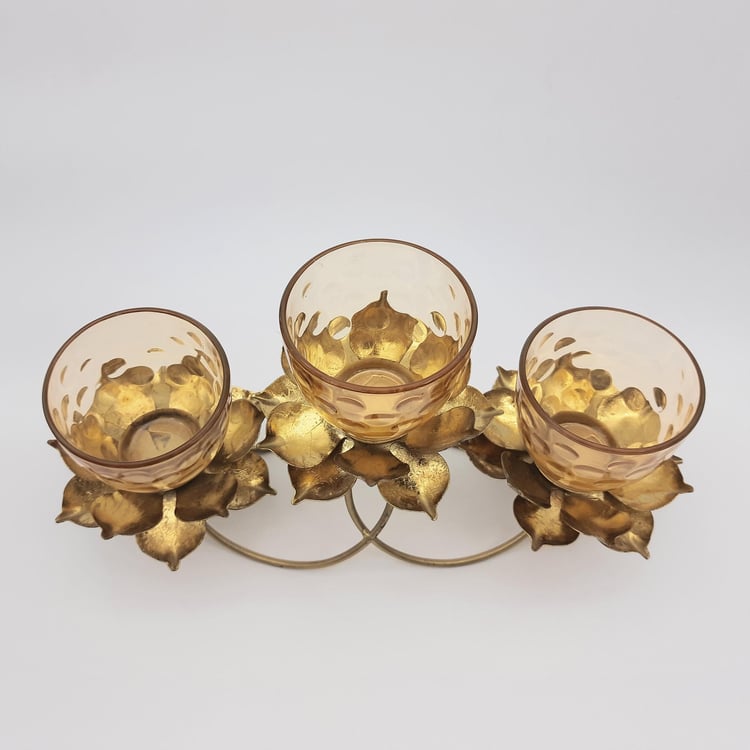 Corsica Glass Lotus Candle Holder