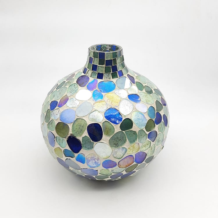 Corsica Glass Pebble Mosaic Vase