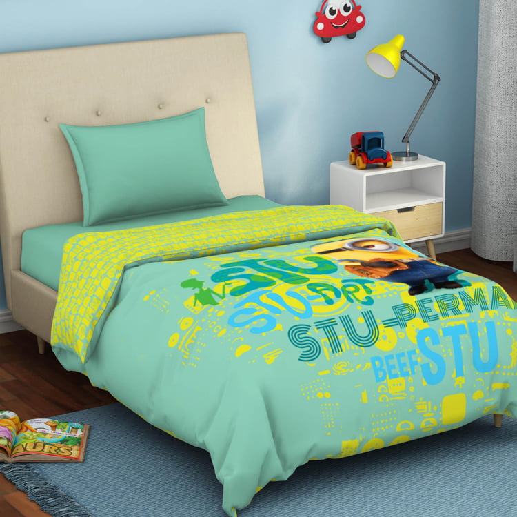 SPACES Universal Lebuddies Minions Multicolour Printed Cotton Single Bed Quilt - 180 TC