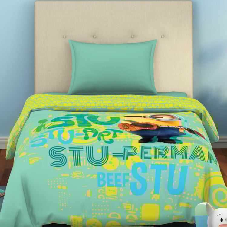SPACES Universal Lebuddies Minions Multicolour Printed Cotton Single Bed Quilt - 180 TC