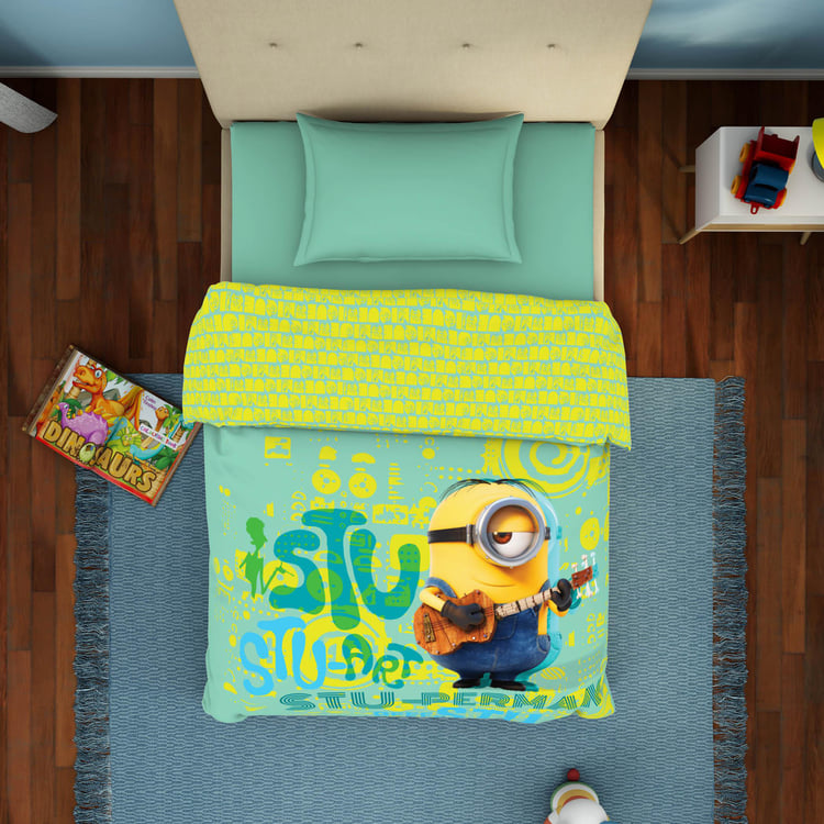 SPACES Universal Lebuddies Minions Multicolour Printed Cotton Single Bed Quilt - 180 TC