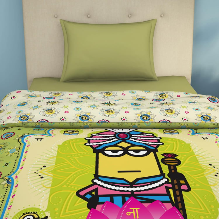 SPACES Universal Masala Minions Printed Cotton Single Bed Quilt - 180 TC