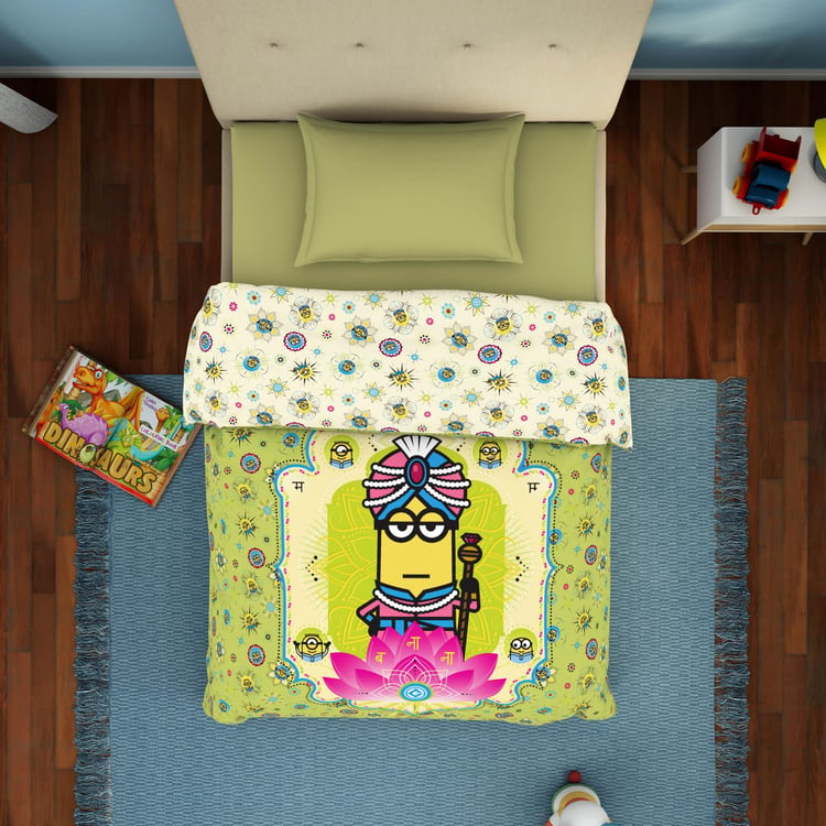 SPACES Universal Masala Minions Printed Cotton Single Bed Quilt - 180 TC