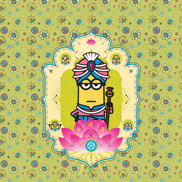 SPACES Universal Masala Minions Printed Cotton Single Bed Quilt - 180 TC