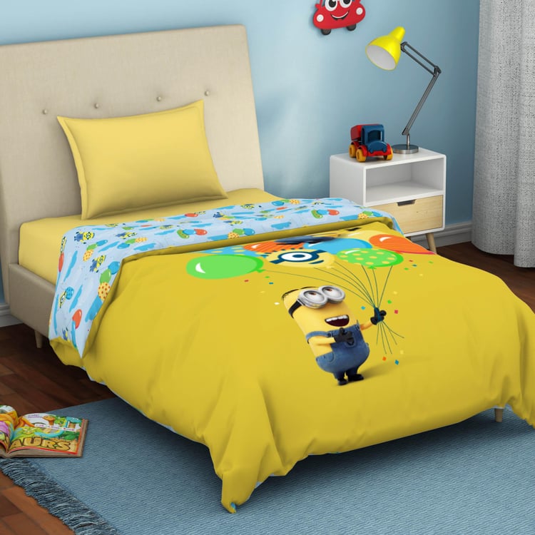 SPACES Universal Party Minions-Yellow Printed Cotton Single Bed Quilt-150x220cm