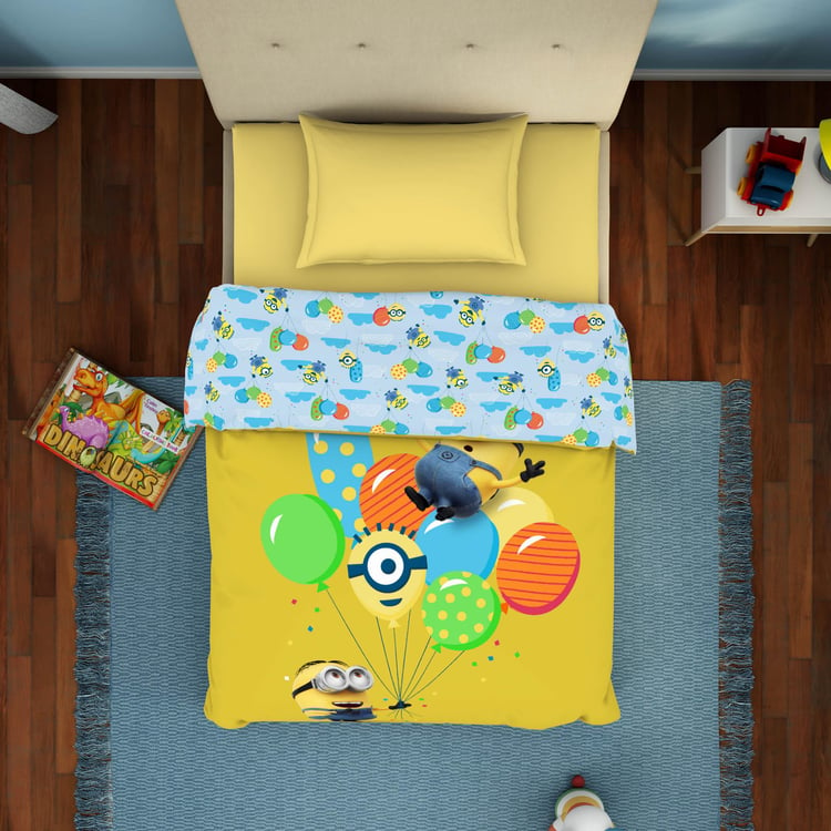 SPACES Universal Party Minions-Yellow Printed Cotton Single Bed Quilt-150x220cm