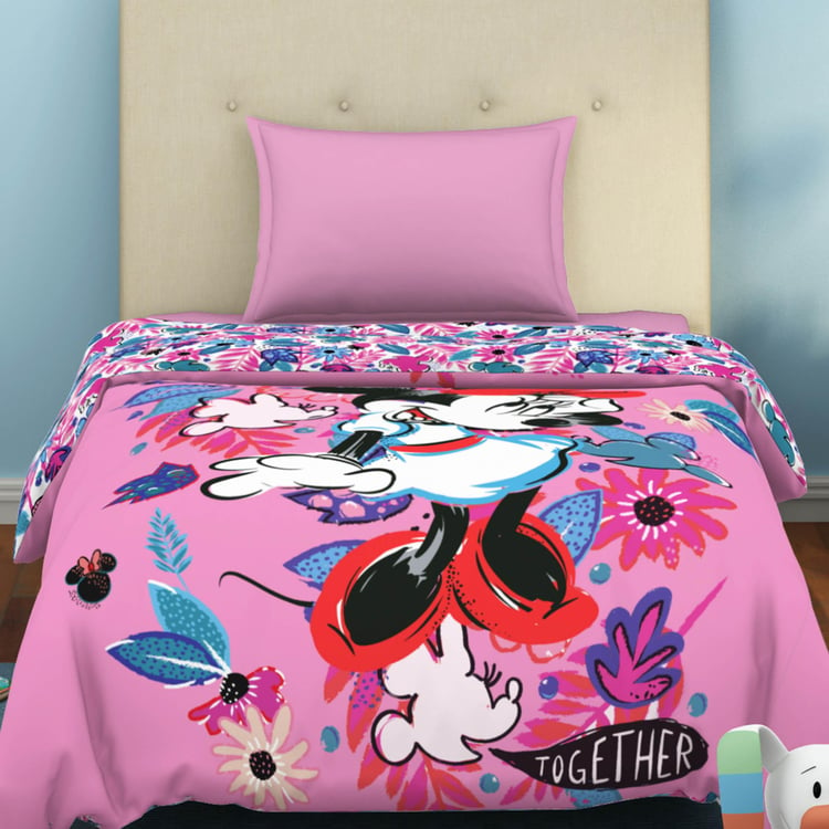 SPACES Disney Minnie-Pink Cotton Printed Single Bed Quilt-150x220cm