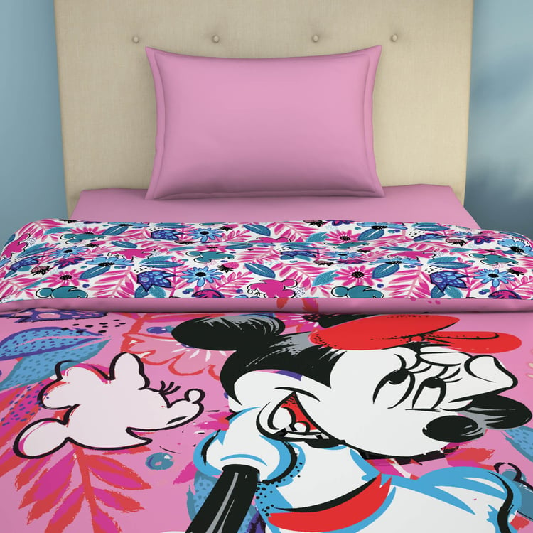 SPACES Disney Minnie-Pink Cotton Printed Single Bed Quilt-150x220cm