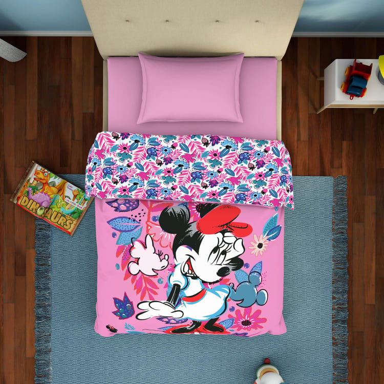 SPACES Disney Minnie-Pink Cotton Printed Single Bed Quilt-150x220cm