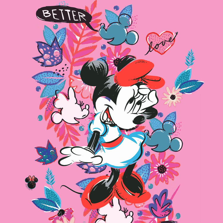 SPACES Disney Minnie-Pink Cotton Printed Single Bed Quilt-150x220cm