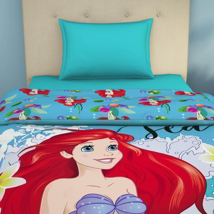 SPACES - Disney Ariel Printed Blue Cotton Single Quilt
