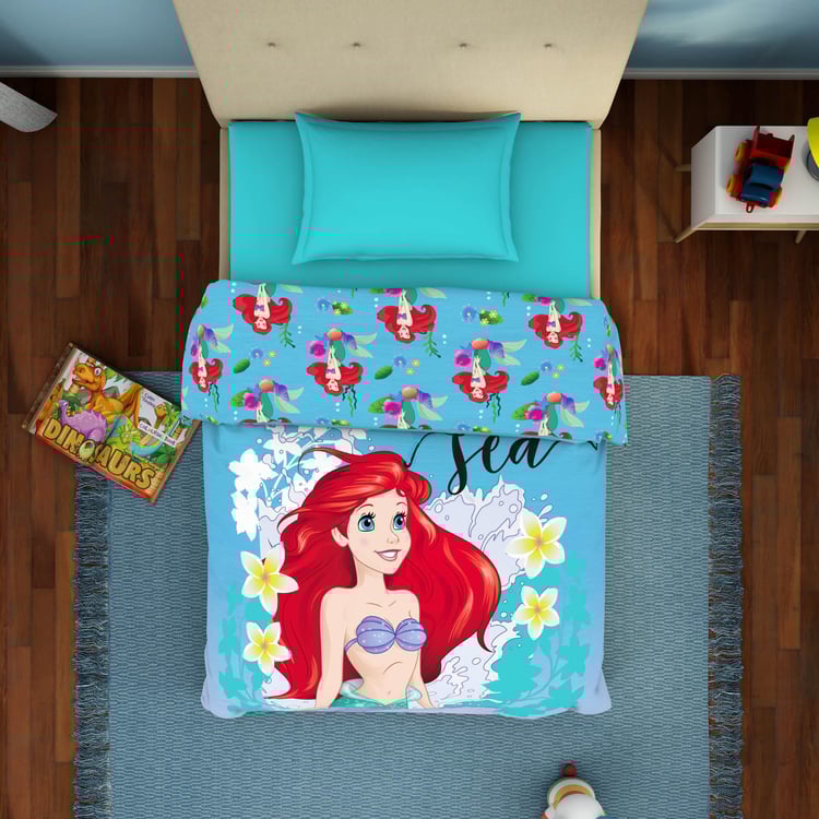 SPACES - Disney Ariel Printed Blue Cotton Single Quilt