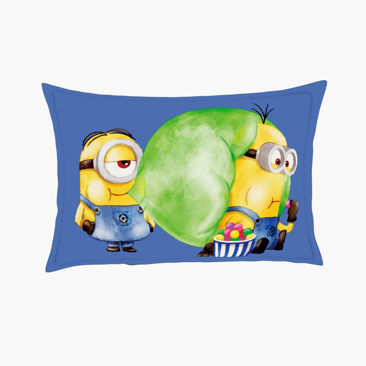 SPACES Universal Water Colour Minions Yellow Printed Double Bedsheet Set-3Pcs