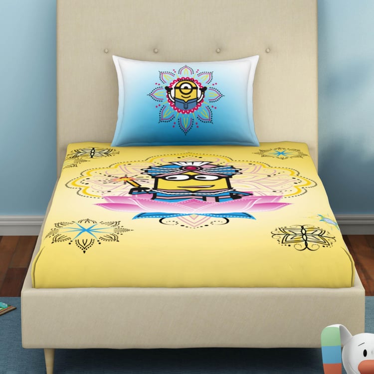 SPACES Universal Masala Minions - Yellow Cotton Single Bedsheet Set - 2Pcs