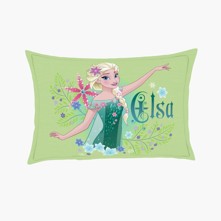 SPACES Disney Frozen - Printed Green Cotton Double Bedsheet Set - 3Pcs