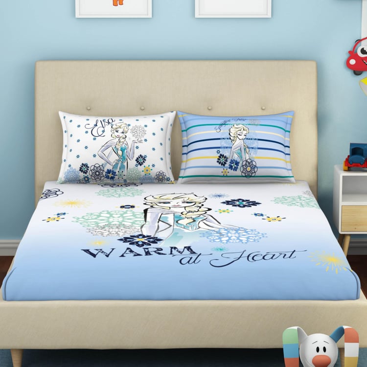 SPACES Multicolour Disney Printed Cotton Double Bedsheet Set - 3 pcs