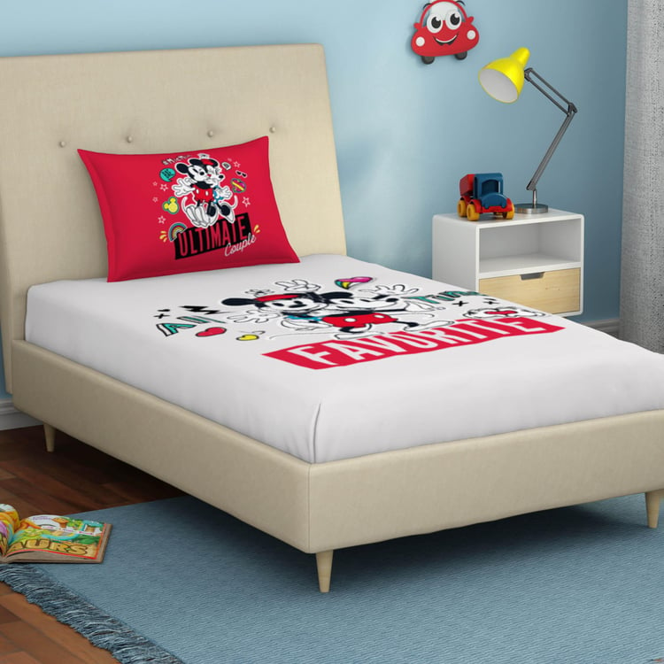 SPACES Disney Mickey - Grey 180TC Cotton Single Bedsheet Set - 2Pcs