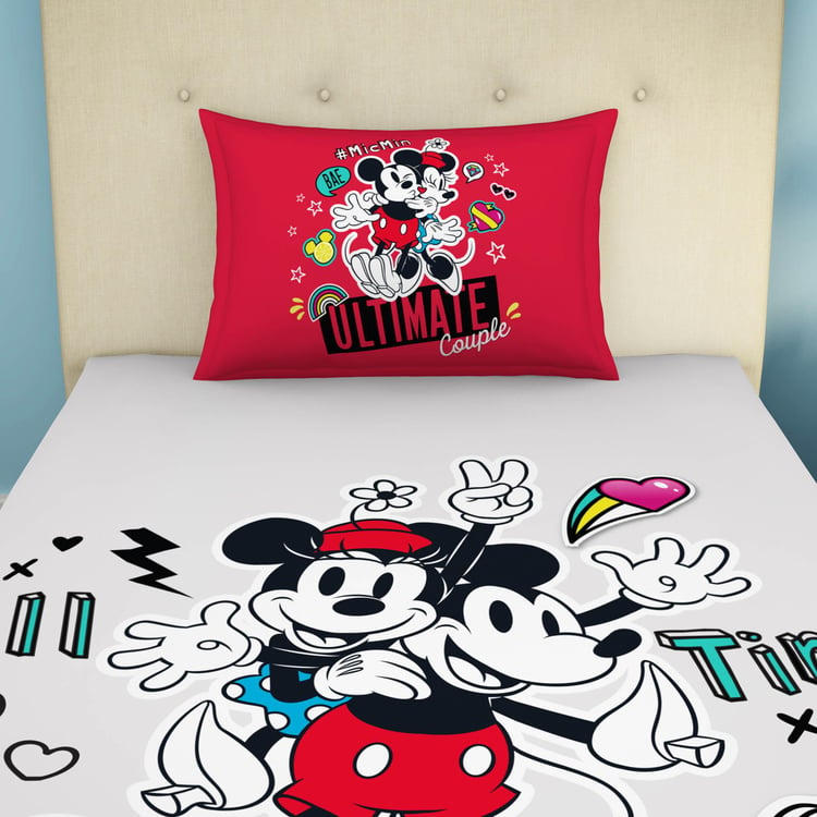 SPACES Disney Mickey - Grey 180TC Cotton Single Bedsheet Set - 2Pcs