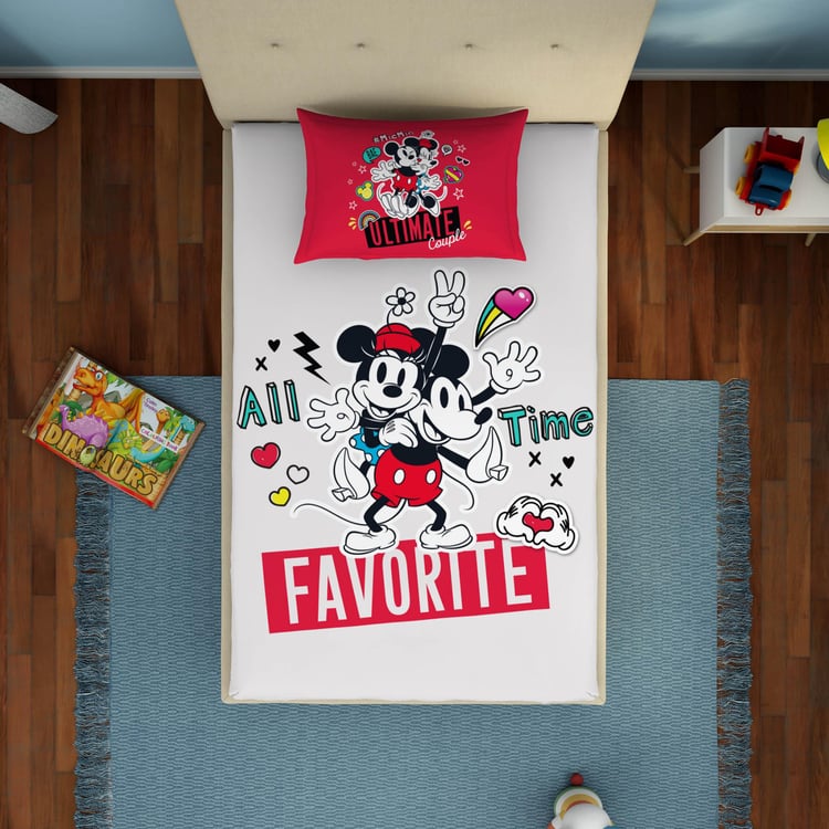 SPACES Disney Mickey - Grey 180TC Cotton Single Bedsheet Set - 2Pcs