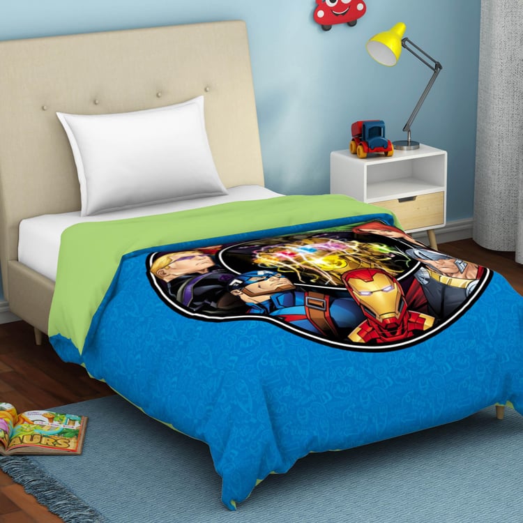 SPACES Marvel Avengers-Blue Printed Cotton Single Bed Dohar-150x220cm